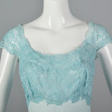 1950s Vanity Fair Blue Nightgown with Lace Shelf Bust