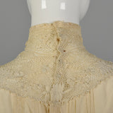 XXS 1910s Ivory Silk Shirtwaist Blouse