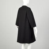 Small 1950s Swing Coat Elegant Winter Black Beaded Outerwear