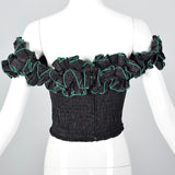 1990s Lolita Lempika Off Shoulder Smocked Crop Top