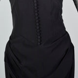 1950s Black Dress with Lace Illusion Neckline