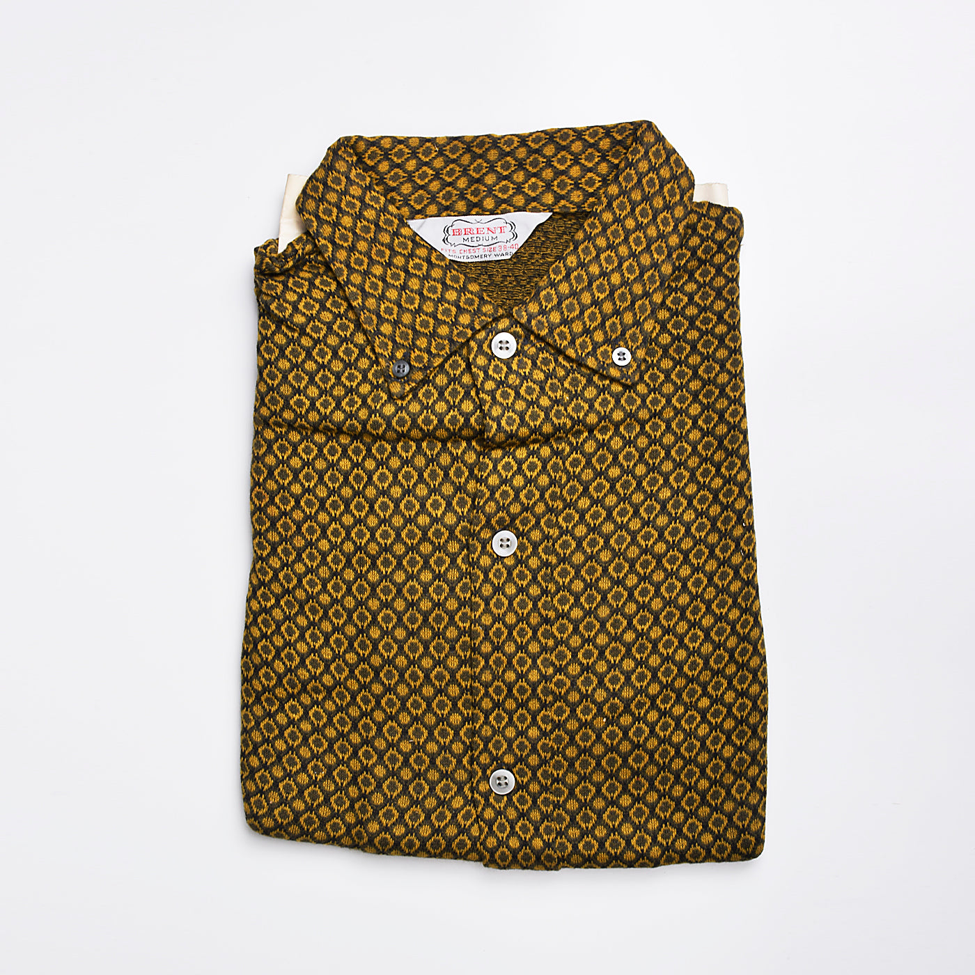 1950s Mens Deadstock Shirt in Gold and Gray Knit