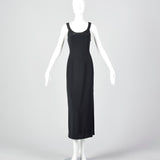 1990s Oleg Cassini Black Evening Dress