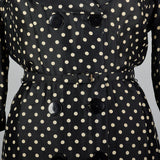 1950s Black Silk Polka Dot Dress