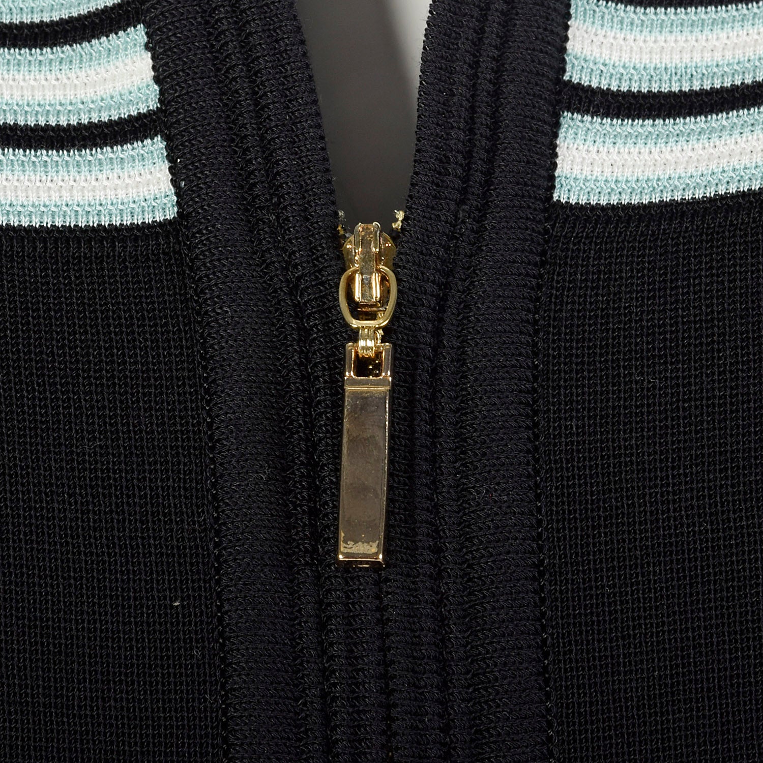 2000s Misook Black and Blue Striped Knit Shirt