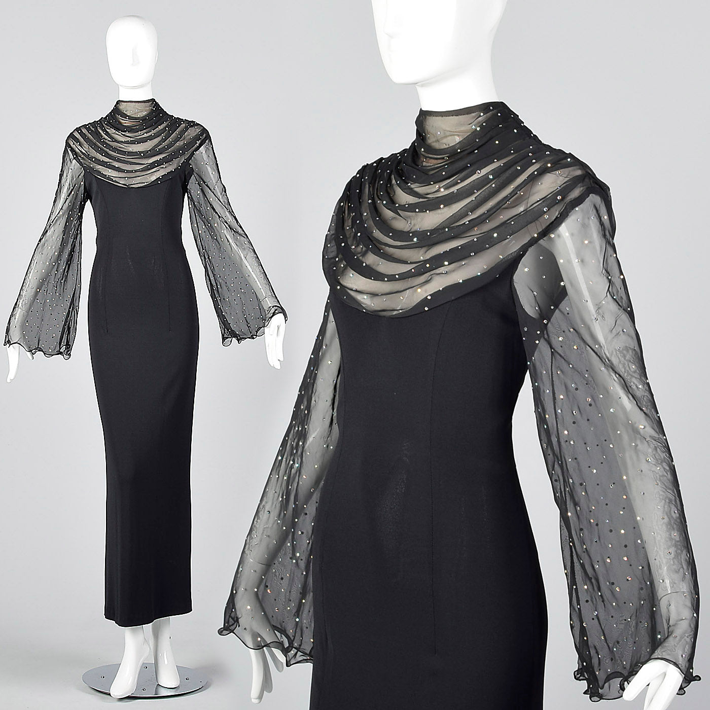 1990s Sexy Pencil Dress with a Very Sheer Bust