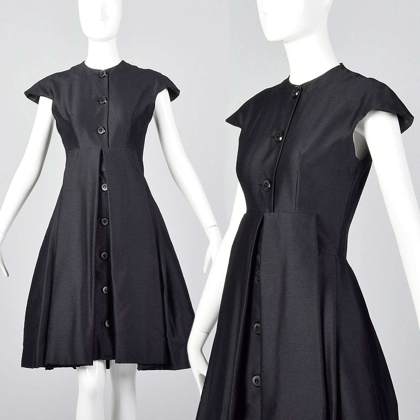 1960s Suzy Perette Black Dress with Pleated Skirt