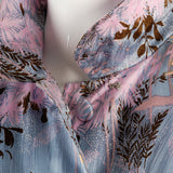 1940s Silk Periwinkle Blue Dress with Floral Print