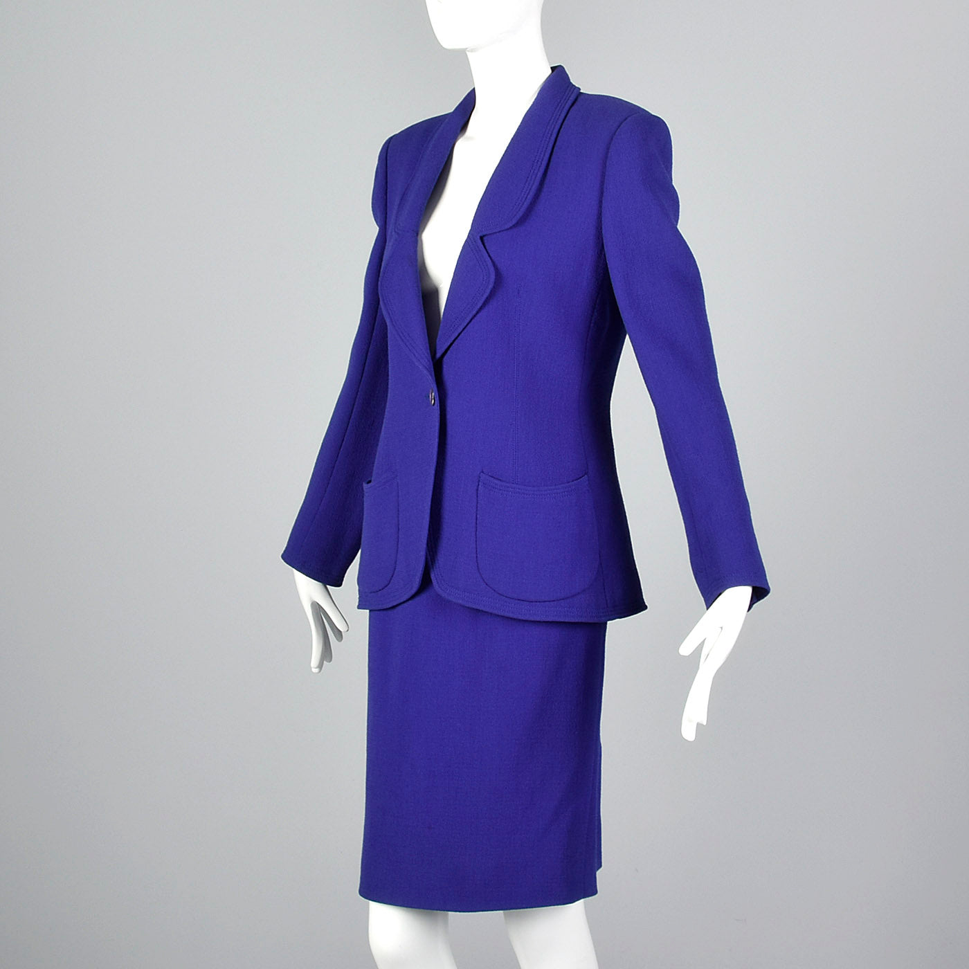 1990s Emanuel Ungaro Parallele Purple Skirt Suit