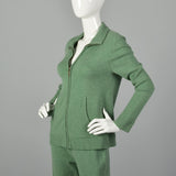 Small 1990s Green Cashmere Two Piece Set Pants and Jacket