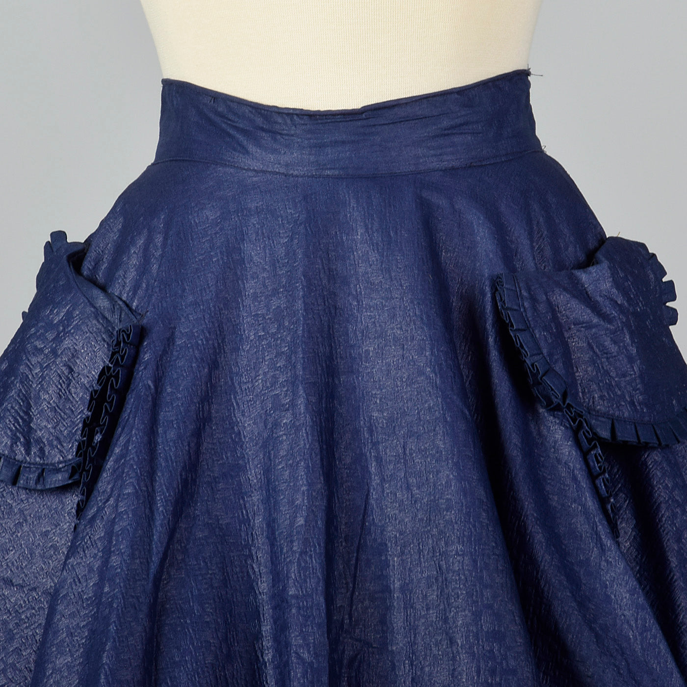 1950s Blue Circle Skirt with Patch Pockets