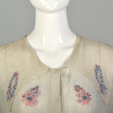 Small 1910s Edwardian Blouse Sheer Silk Yarn Embroidery Sailor Collar