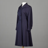 1950s Blue Gabardine Hourglass Princess Coat with Full Sleeves
