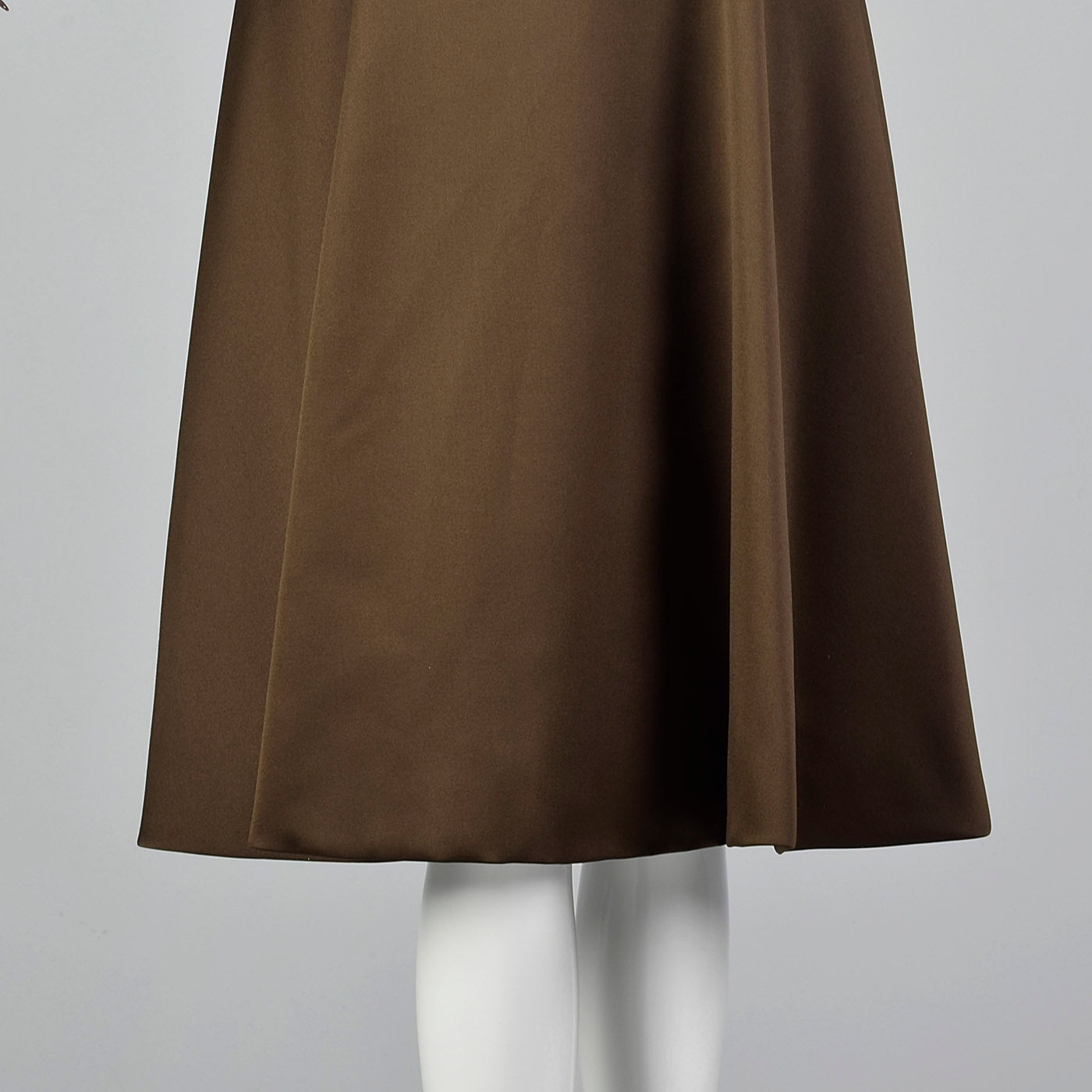 1970s Pauline Trigere Brown Satin Dress