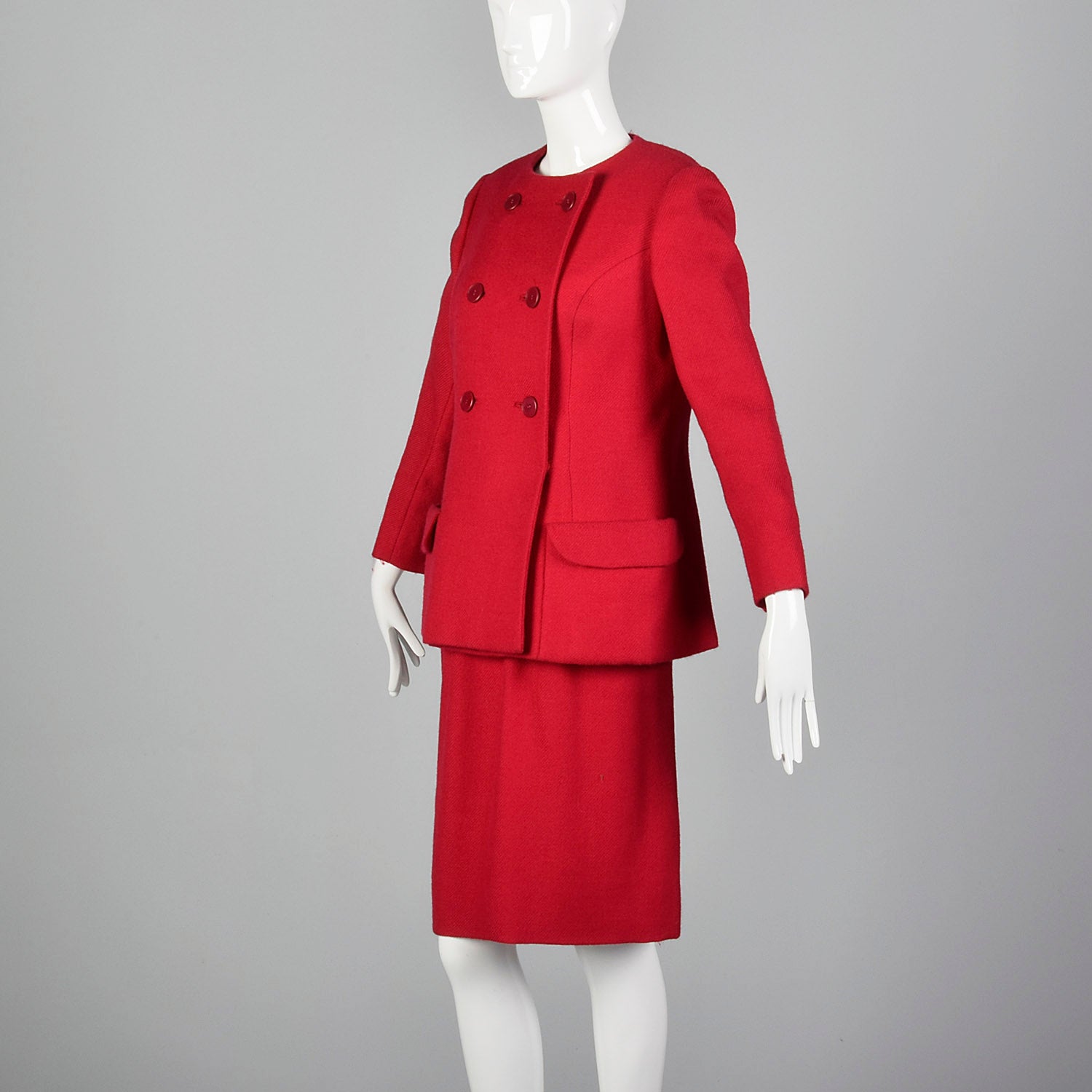 1960s Raspberry Wool Skirt Suit