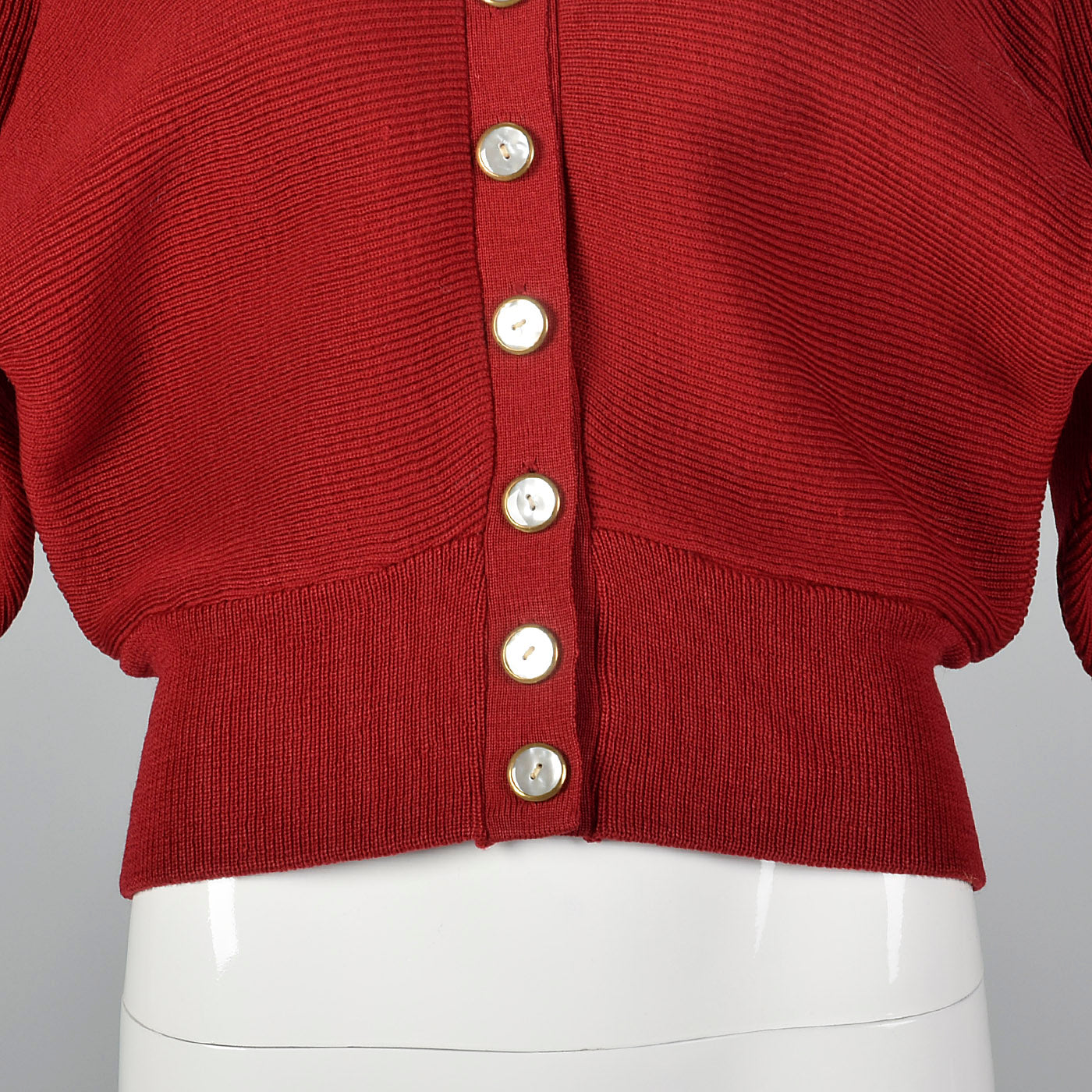 1950s Dark Red Cardigan with Dolman Sleeves