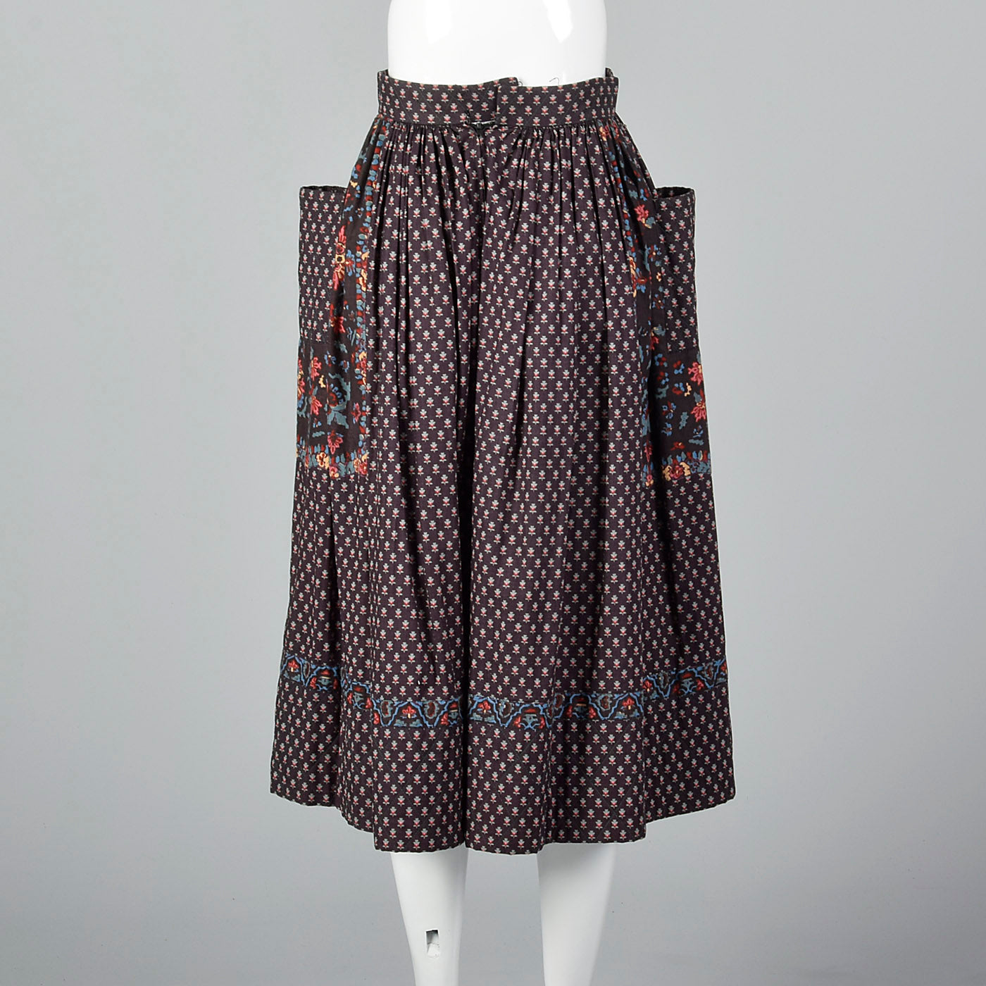 1970s La Provence de Pierre Deux Cotton Skirt with Patch Pockets