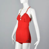 1930s Jantzen Red Swimsuit with Drawstring Back