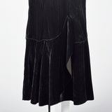 1930s Black Velvet Dress with Fur Collar