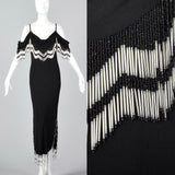 1990s Off the Shoulder Beaded Dress