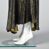 1980s Holly Harp Metallic Black & Gold Skirt