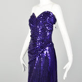 1980s Lillie Rubin Purple Sequin Strapless Mermaid Prom Dress