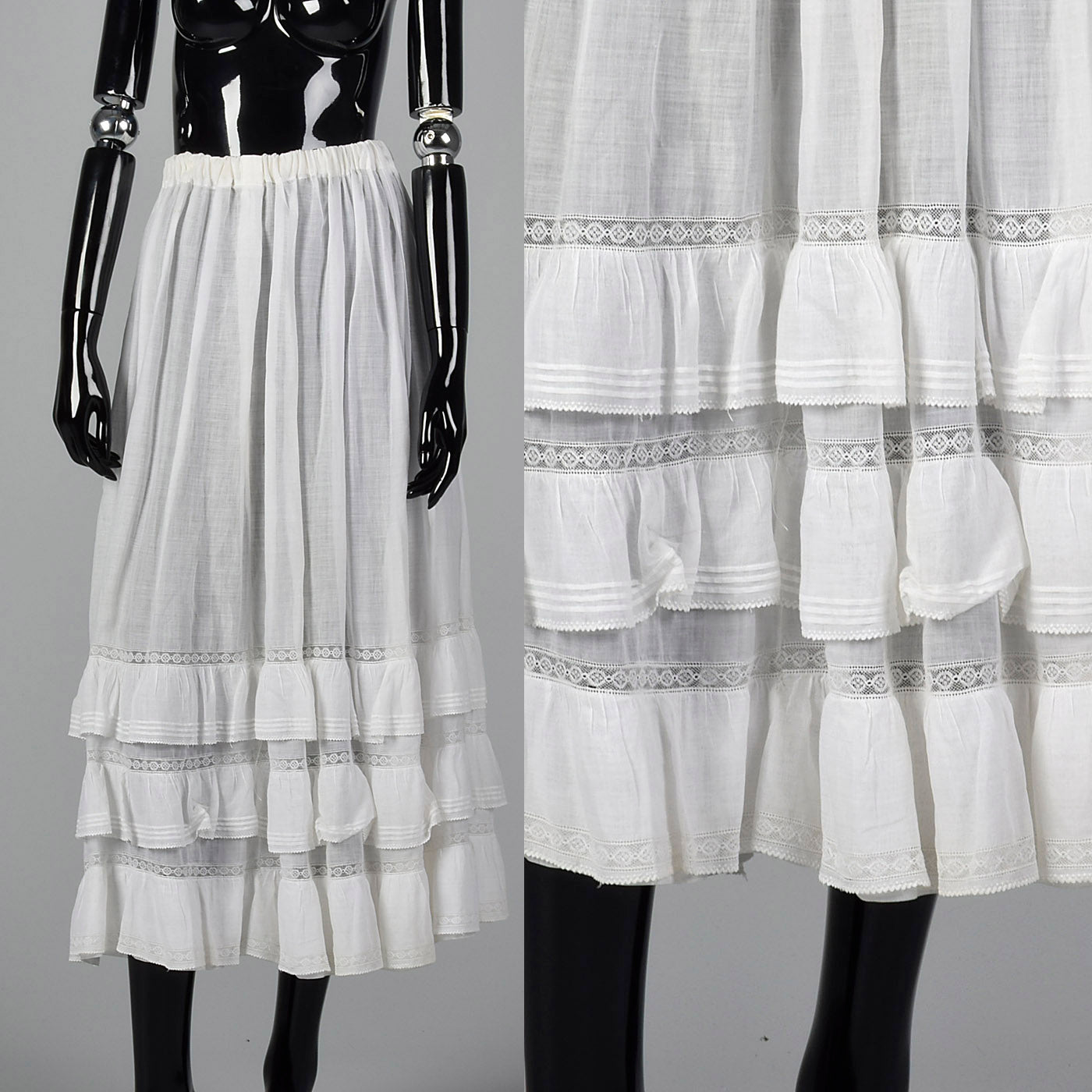 1970s White Maxi Skirt Costume Petticoat