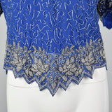 1990s Beaded Blue Blouse