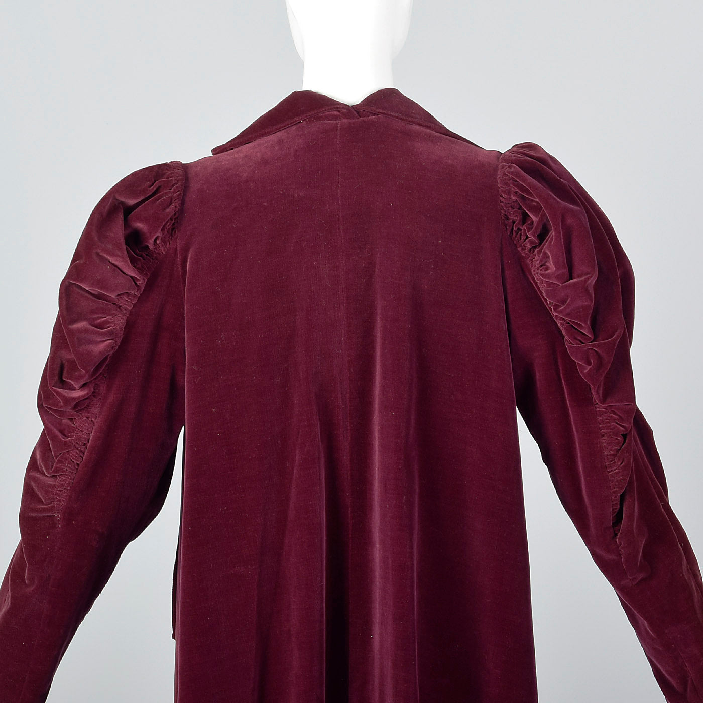 1940s Burgundy Velvet Coat with Mutton Sleeves