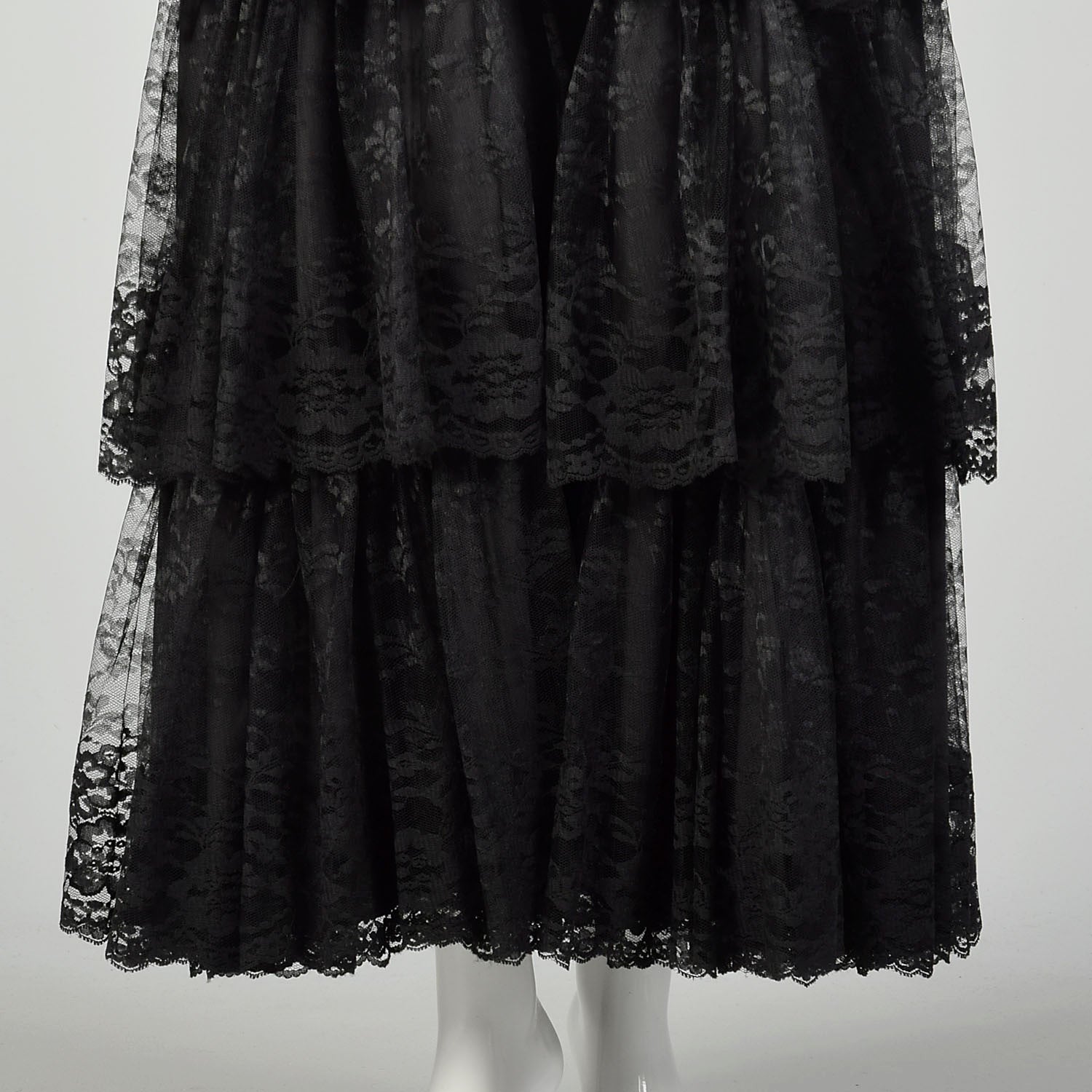 1980s Pink Prom Dress Saloon Girl Strapless Lame Gown Black Lace Sequins