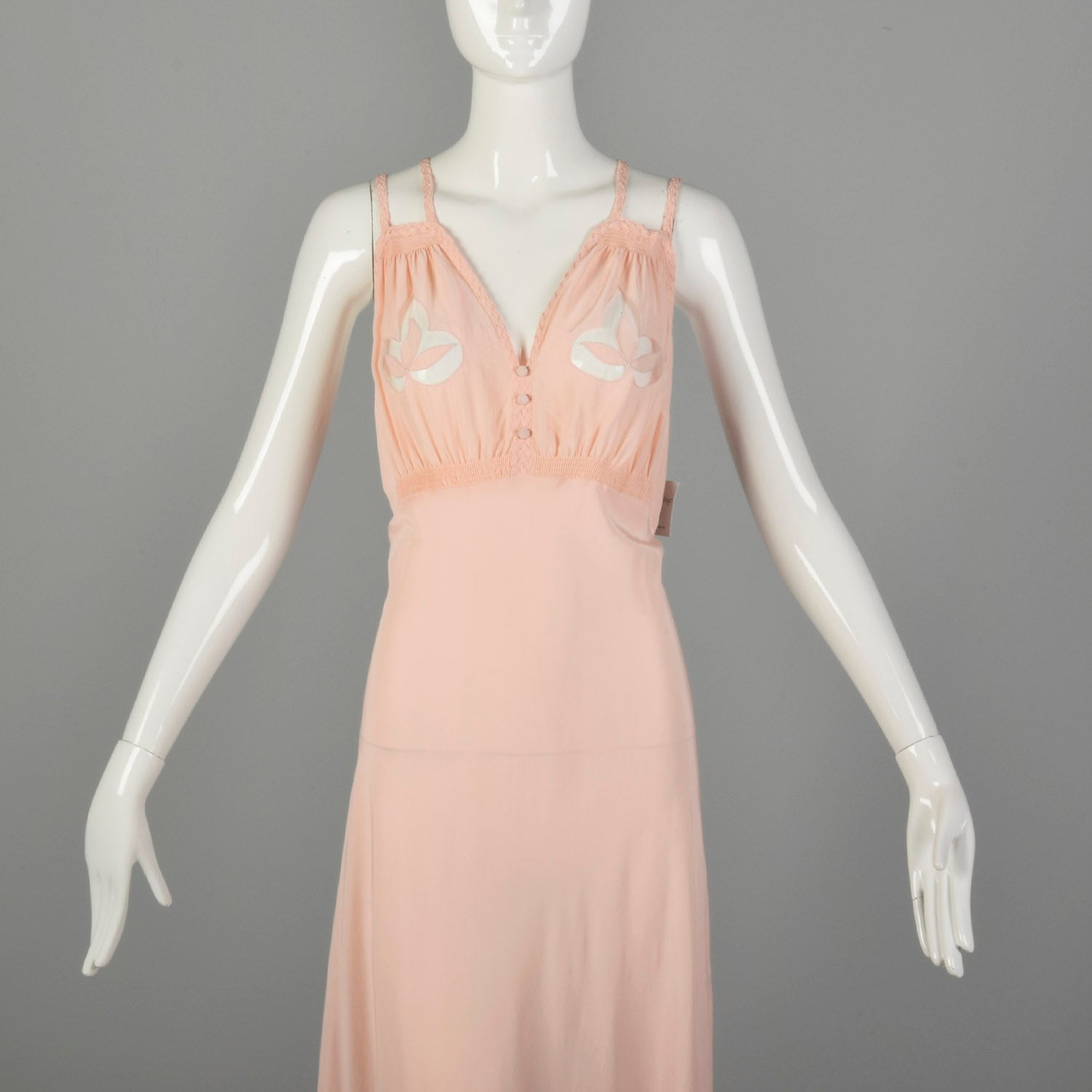 Large 1930s Pink Rayon Nightgown Fetish Lingerie Adam & Eve Fig Leaf Novelty Boudoir