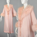 Lucie Ann Pink Neglige Robe with Feather collar