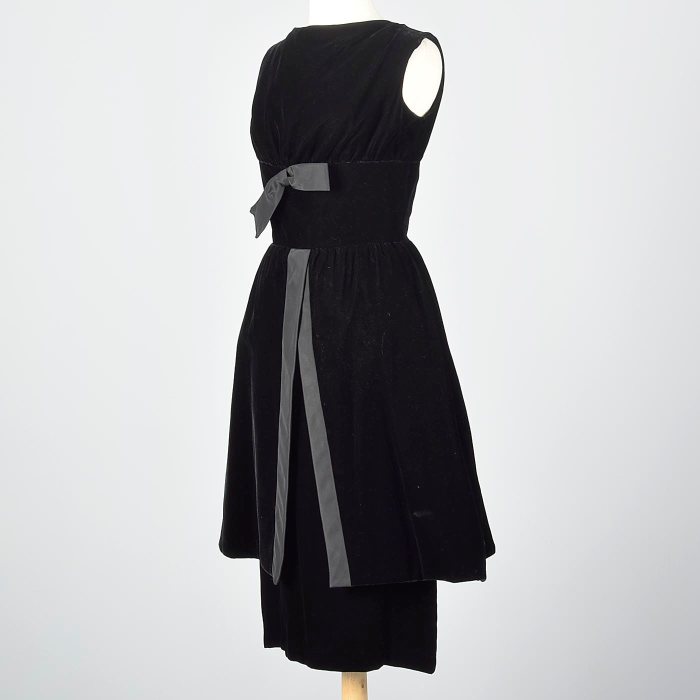 1950s Suzy Perette Little Black Velvet Dress with Dramatic Overskirt