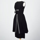1950s Suzy Perette Little Black Velvet Dress with Dramatic Overskirt