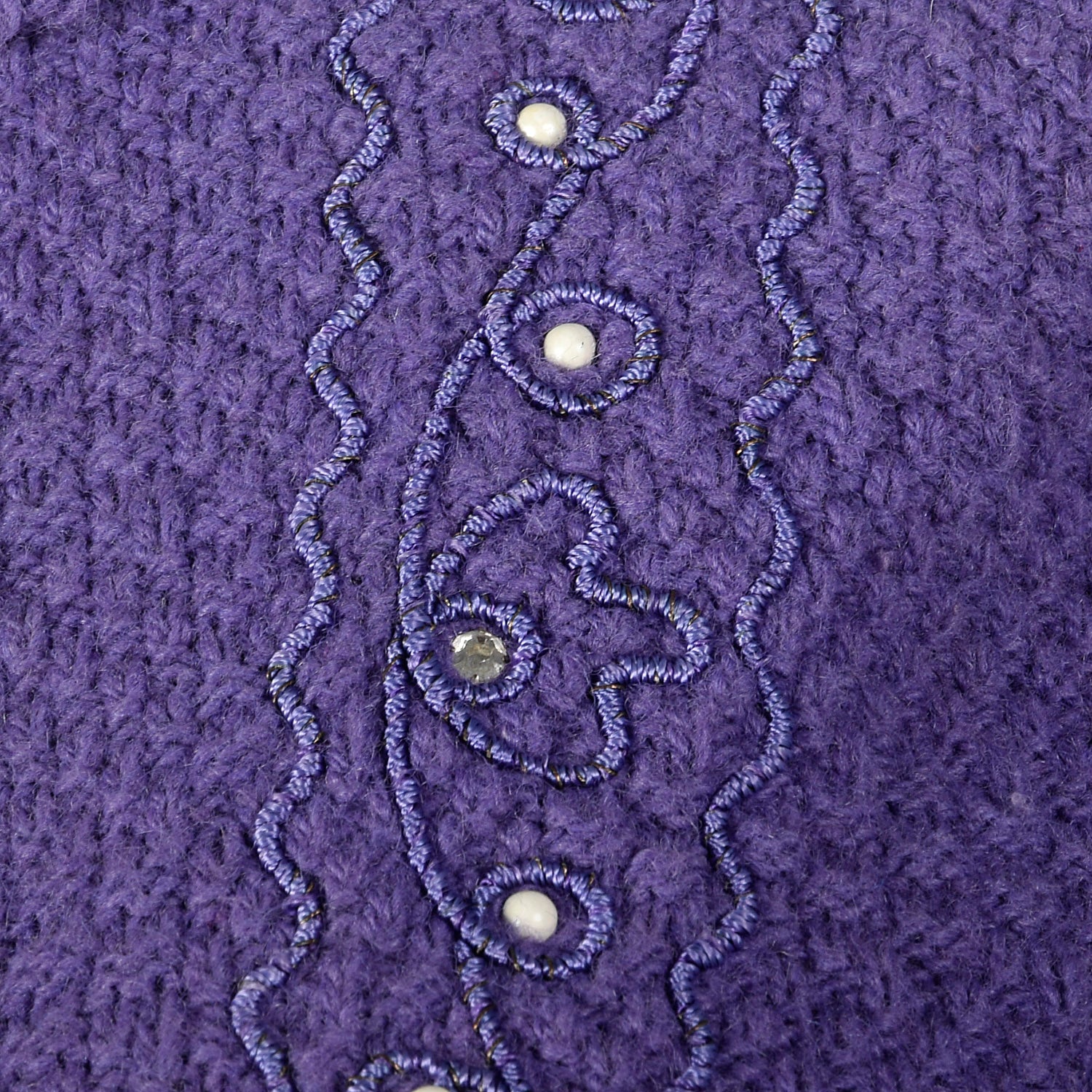 1950s Purple Embroidered Cardigan Sweater