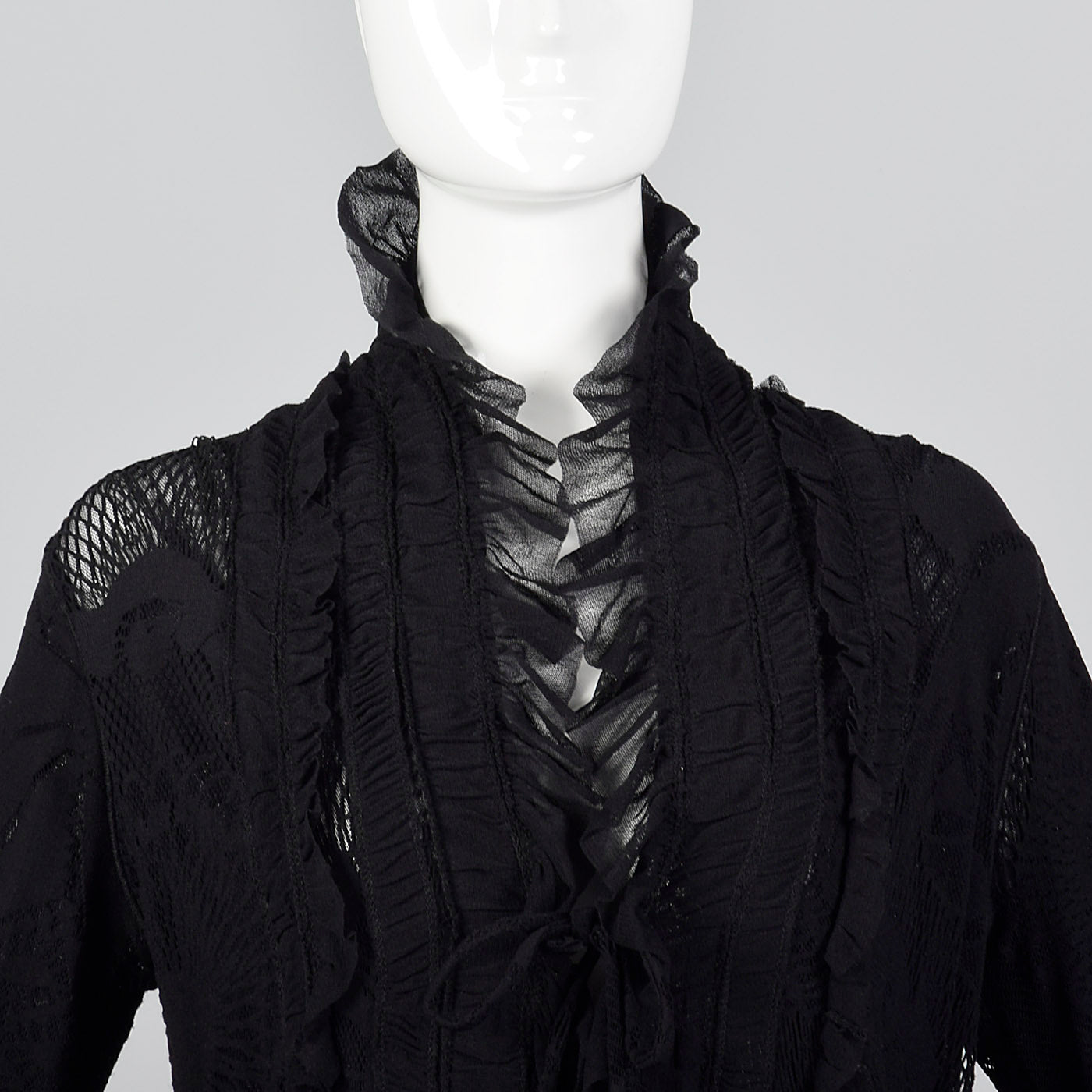 1990s Jean Paul Gaultier Soleil Black Lace and Mesh Jacket