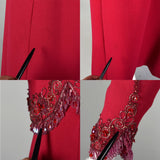 Small 1960s Catherine Scott Winter Formal Red Evening Gown Ensemble Designer Formal High End Silk Lined Hand Finished Set
