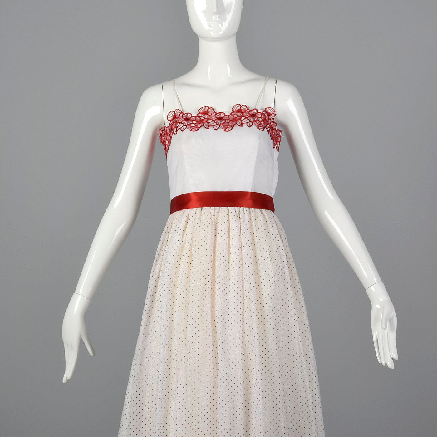 1970s Polka Dot Prom Dress