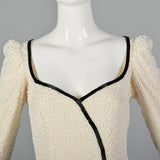 XS Lillie Rubin 1970s Black and White Beaded Gown
