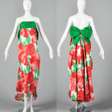 1980s Victor Costa Floral Print Dress