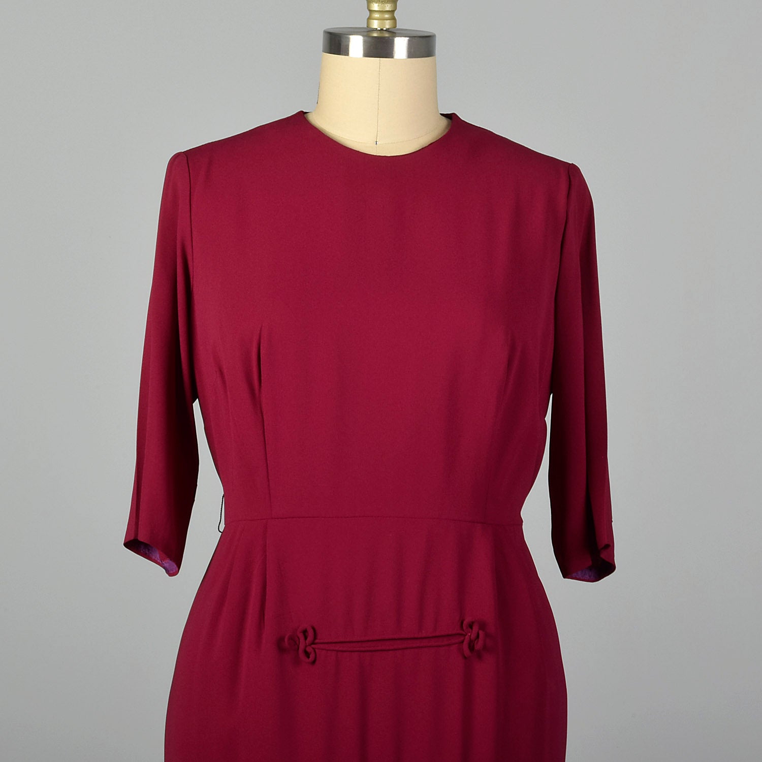 XL 1950s Magenta Dress with Piping Detail