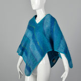 1970s Blue Striped Poncho