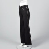 1970s Silver Studded Black Bell Bottoms