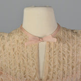 1950s Pink Lace Pleated Wedding Dress