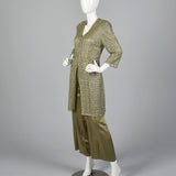 1990s Liancarlo Green Silk Women's 2 Piece Outfit