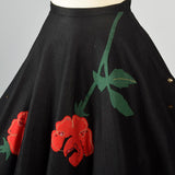 1950s Black Circle Skirt with Felt Flowers
