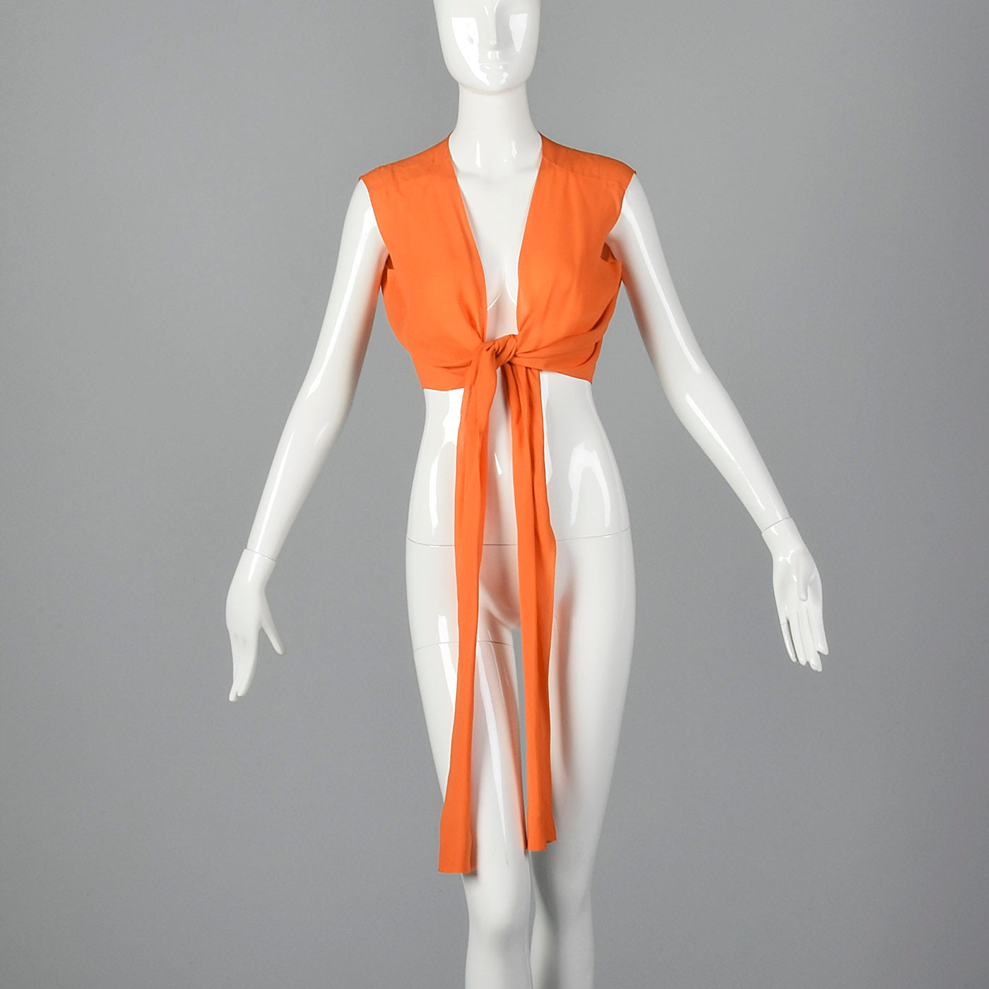 1970s Saks Fifth Avenue Orange Silk Crop Vest