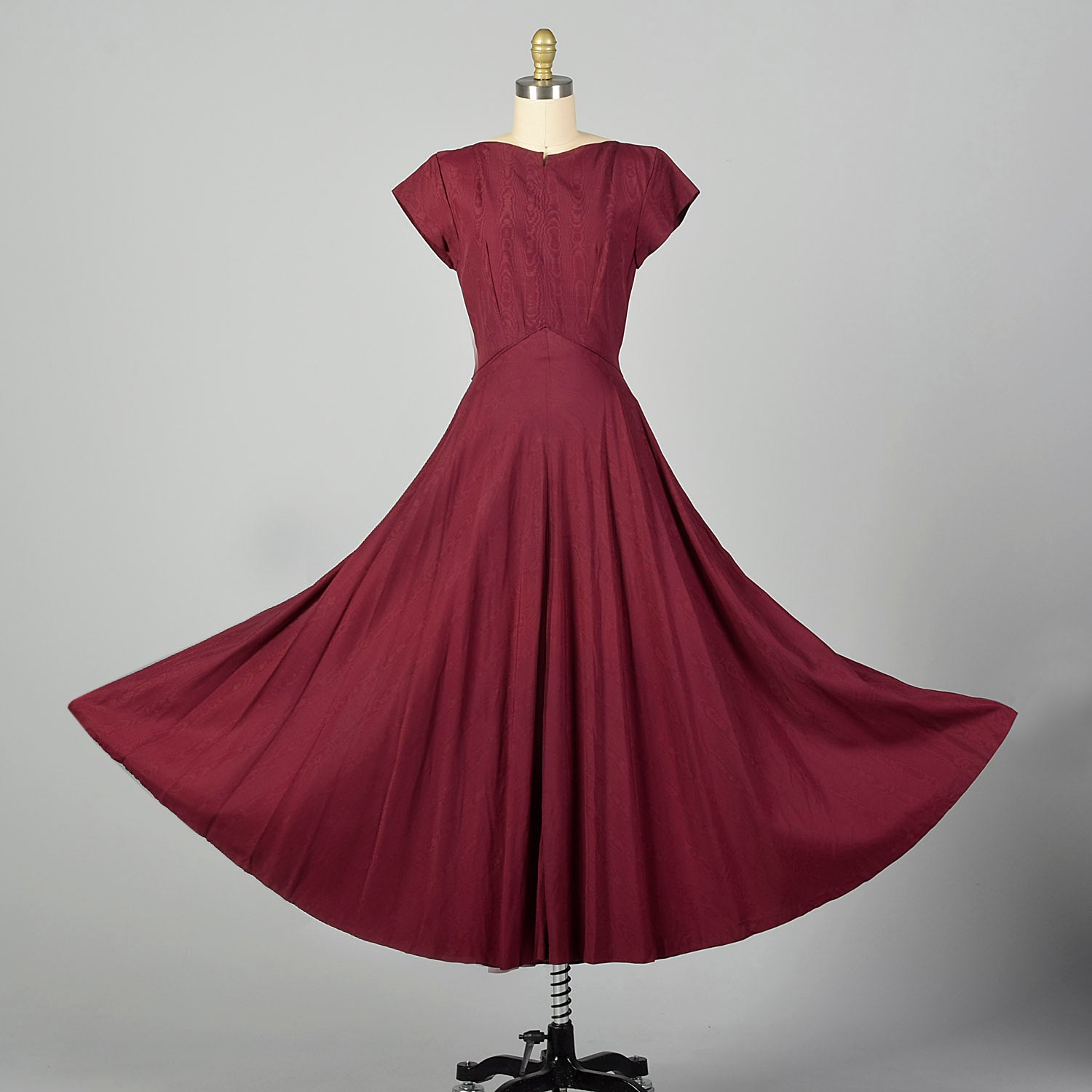 XS 1940s Burgundy Red Dress
