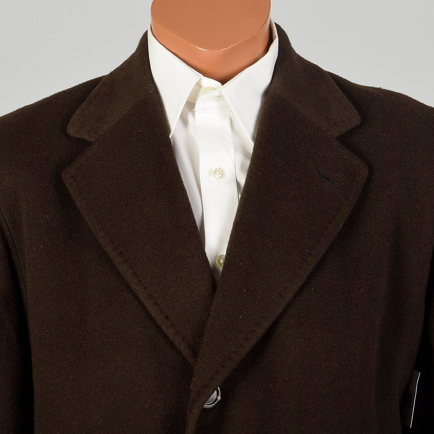 XL 1960s Mens Cashmere Winter Coat Chocolate Brown