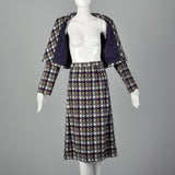 1970s Cropped Jacket and A Line Skirt Set in Wool Tweed
